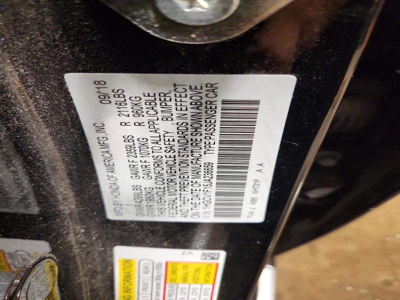 65346276 :رقم المزاد ، 1HGCV1F15JA236659 vin ، 2018 Honda Accord مزاد بيع