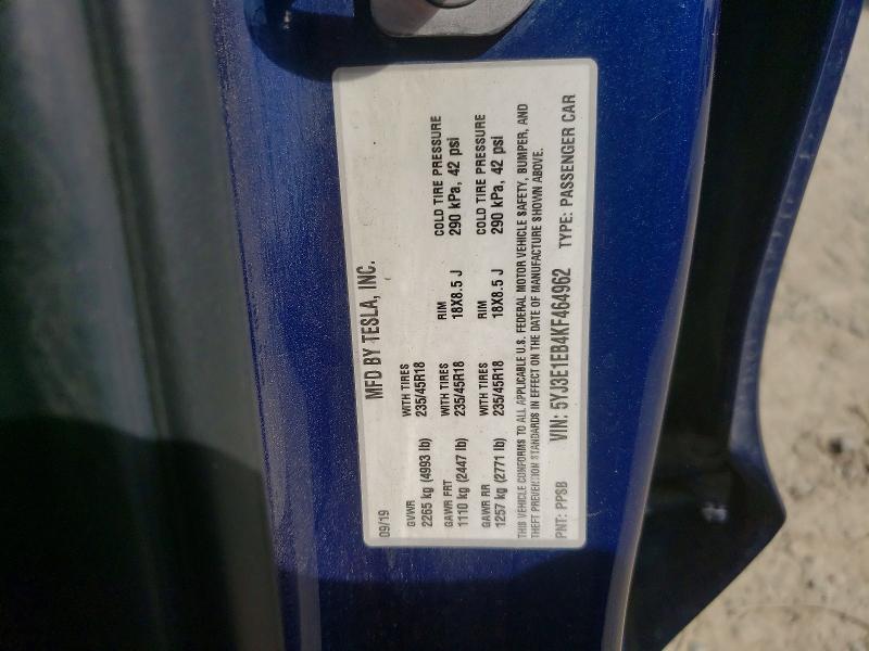 Aukcja sprzedaży 2019 Tesla Model 3, vin: 5YJ3E1EB4KF464962, numer aukcji: 66402436