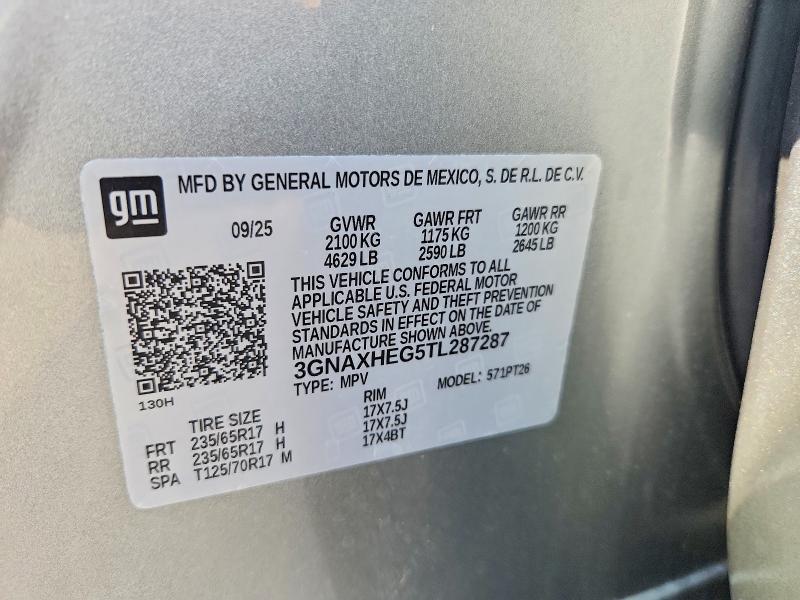 2026 Chevrolet Equinox მანქანა იყიდება აუქციონზე, vin: 3GNAXHEG5TL287287, აუქციონის ნომერი: 66430606