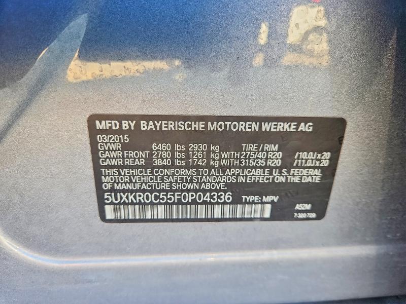 64160456 :رقم المزاد ، 5UXKR0C55F0P04336 vin ، 2015 Bmw X5 مزاد بيع