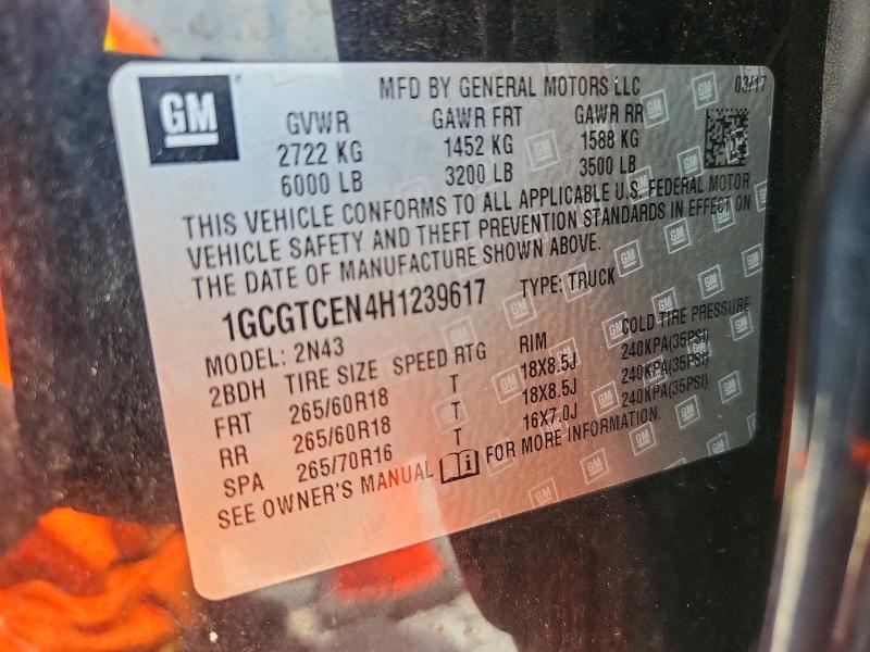 Aukcja sprzedaży 2017 Chevrolet Colorado, vin: 1GCGTCEN4H1239617, numer aukcji: 65352146
