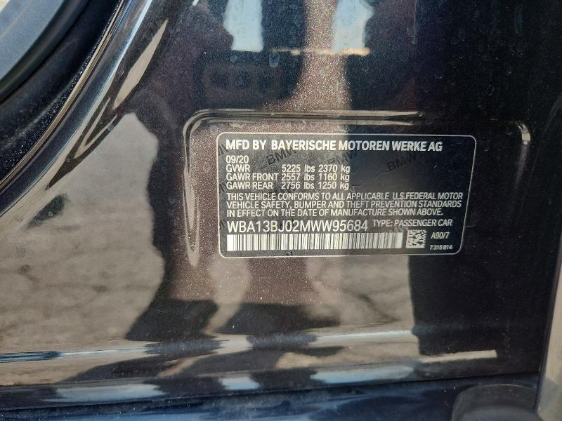 64503516 :رقم المزاد ، WBA13BJ02MWW95684 vin ، 2021 Bmw 530 مزاد بيع