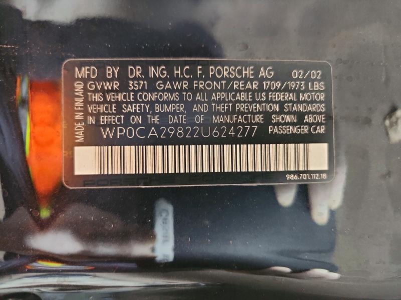 66965326 :رقم المزاد ، WP0CA29822U624277 vin ، 2002 Porsche Boxster مزاد بيع