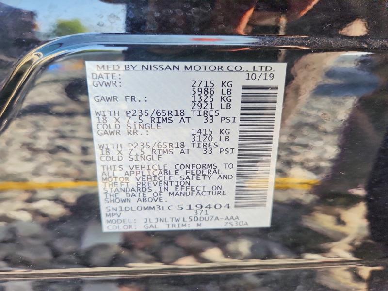 Aukcja sprzedaży 2020 Infiniti Qx60, vin: 5N1DL0MM3LC519404, numer aukcji: 65792356