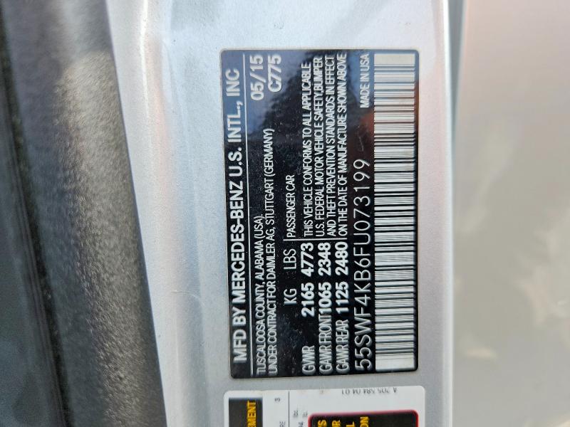 Продаж на аукціоні авто 2015 Mercedes-benz C, vin: 55SWF4KB6FU073199, номер лоту: 64748626