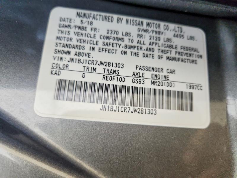 2018 Nissan Rogue Sport მანქანა იყიდება აუქციონზე, vin: JN1BJ1CR7JW281303, აუქციონის ნომერი: 66258716