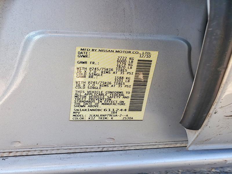 Auction sale of the 2011 Nissan Pathfinder, vin: 5N1AR1NN0BC611244, lot number: 64383686