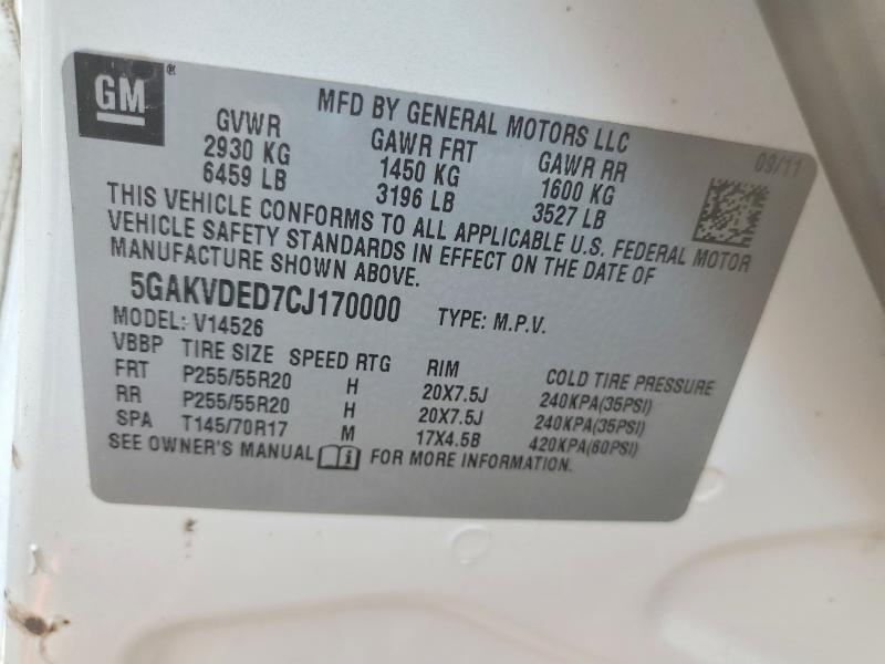 Aukcja sprzedaży 2012 Buick Enclave, vin: 5GAKVDED7CJ170000, numer aukcji: 64761436