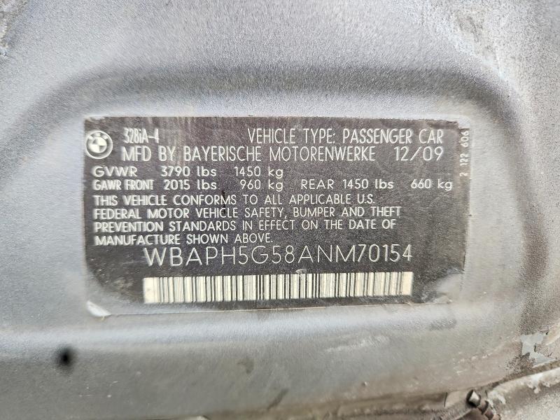 64743066 :رقم المزاد ، WBAPH5G58ANM70154 vin ، 2010 Bmw 328 مزاد بيع