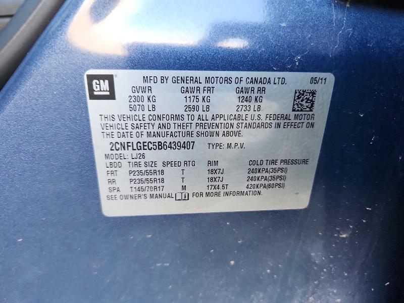 Продаж на аукціоні авто 2011 Chevrolet Equinox, vin: 2CNFLGEC5B6439407, номер лоту: 63763156