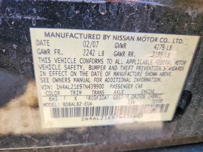 Продажа на аукционе авто 2007 Nissan Altima, vin: 1N4AL21E97N439900, номер лота: 64025846