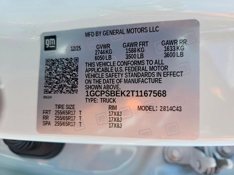 Продажа на аукционе авто 2026 Chevrolet Colorado, vin: 1GCPSBEK2T1167568, номер лота: 69057176