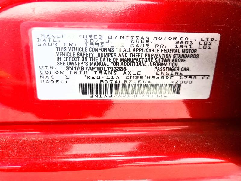 Auction sale of the 2013 Nissan Sentra, vin: 3N1AB7AP1DL793386, lot number: 66514816