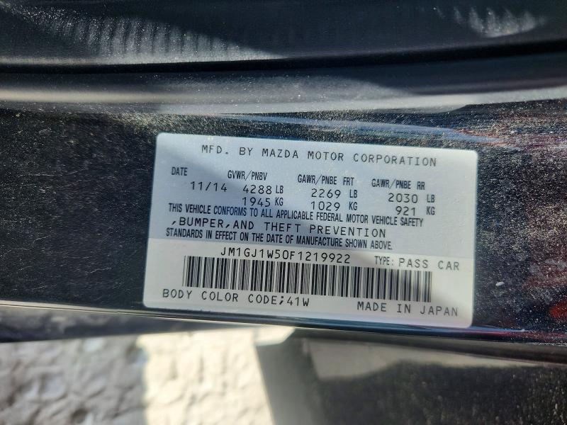 Aukcja sprzedaży 2015 Mazda 6, vin: JM1GJ1W50F1219922, numer aukcji: 66252786