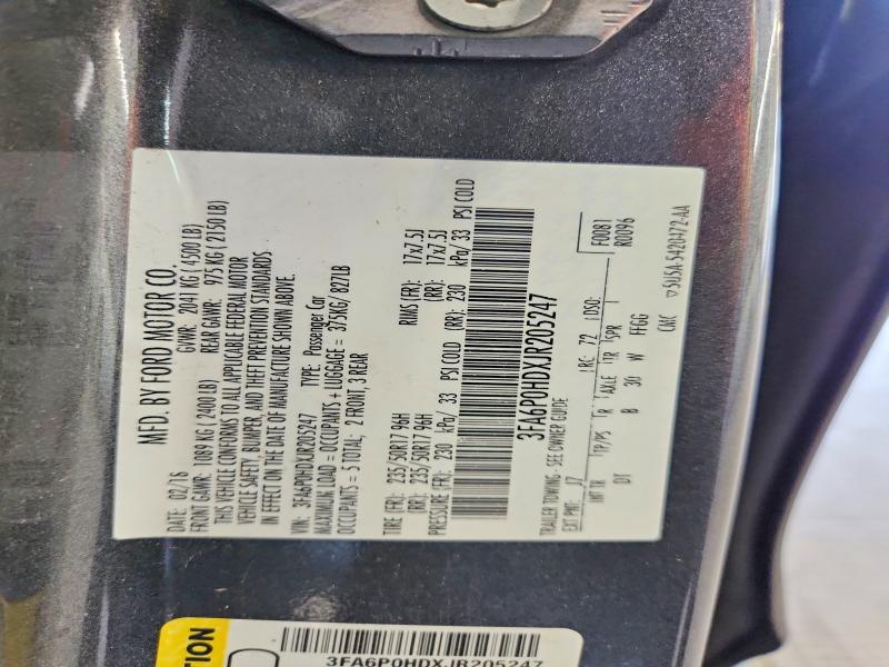 Aukcja sprzedaży 2018 Ford Fusion, vin: 3FA6P0HDXJR205247, numer aukcji: 67375636