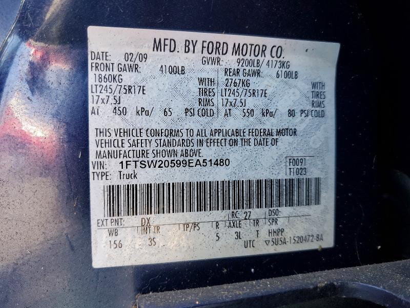 Продаж на аукціоні авто 2009 Ford F250, vin: 1FTSW20599EA51480, номер лоту: 64486826