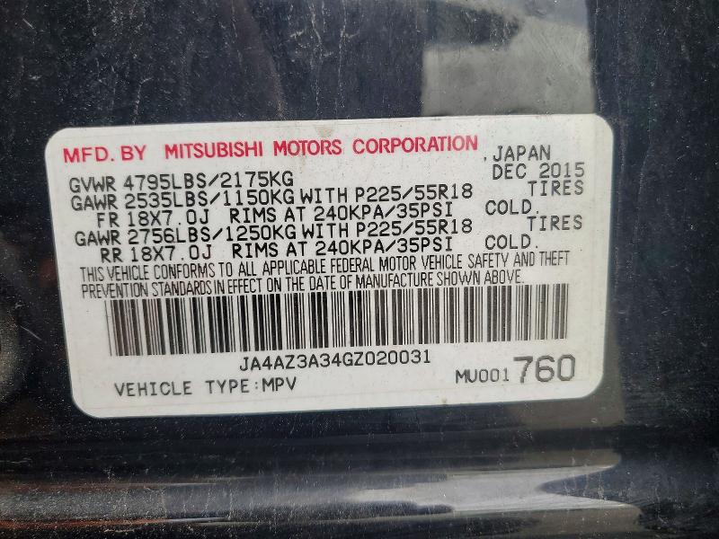 2016 Mitsubishi Outlander მანქანა იყიდება აუქციონზე, vin: JA4AZ3A34GZ020031, აუქციონის ნომერი: 65901326