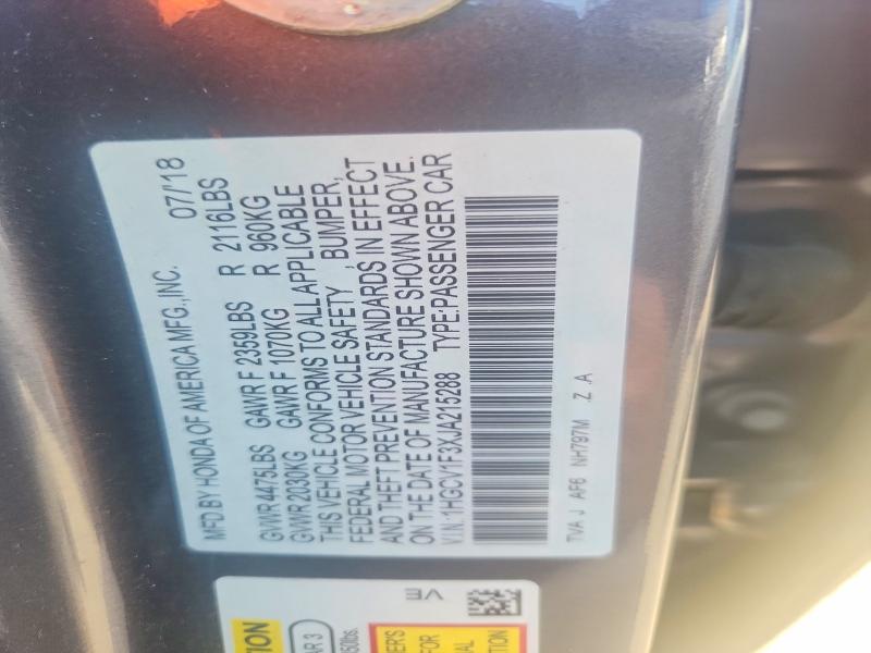 Продажа на аукционе авто 2018 Honda Accord, vin: 1HGCV1F3XJA215288, номер лота: 65135476