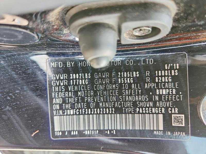 63677976 :رقم المزاد ، JHMFC1F38JX023932 vin ، 2018 Honda Civic مزاد بيع