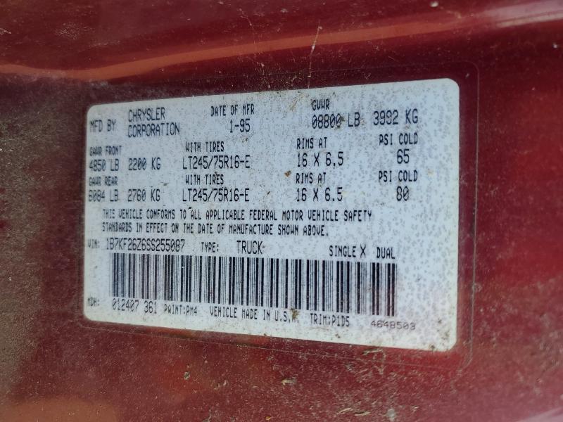 Aukcja sprzedaży 1995 Dodge Ram 2500, vin: 1B7KF26Z6SS255087, numer aukcji: 66686716