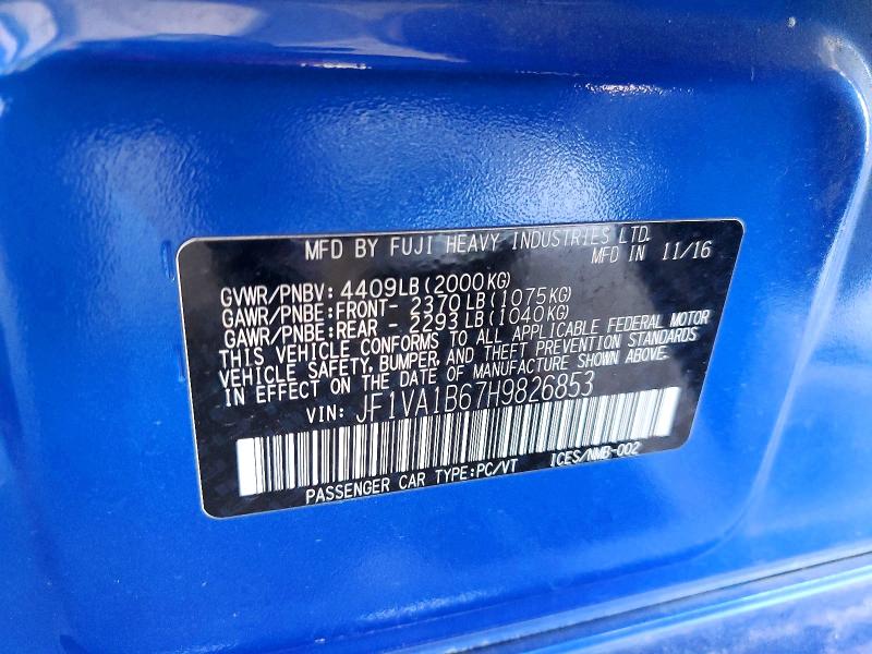 Aukcja sprzedaży 2017 Subaru Wrx, vin: JF1VA1B67H9826853, numer aukcji: 66604286