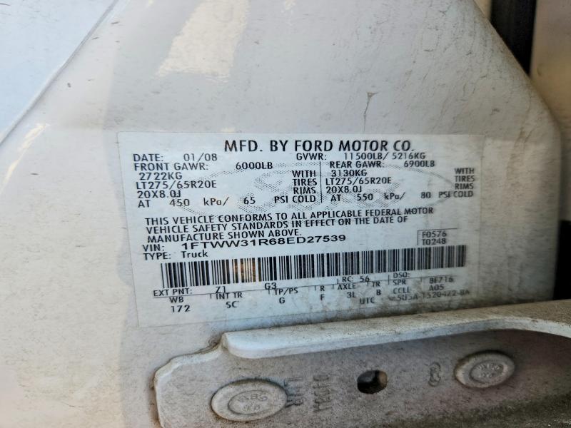 Продажа на аукционе авто 2008 Ford F350, vin: 1FTWW31R68ED27539, номер лота: 64325866