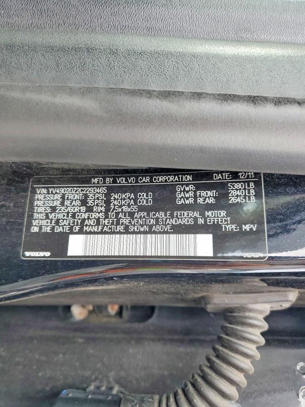 Aukcja sprzedaży 2012 Volvo Xc60, vin: YV4902DZ2C2293465, numer aukcji: 66741966