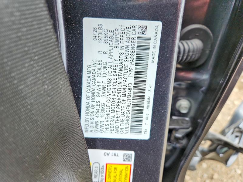 Продажа на аукционе авто 2026 Honda Civic, vin: 2HGFE4F82TH344673, номер лота: 65679306
