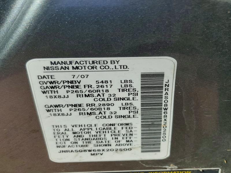 Продажа на аукционе авто 2008 Infiniti Fx35, vin: JNRAS08W68X202500, номер лота: 61646416