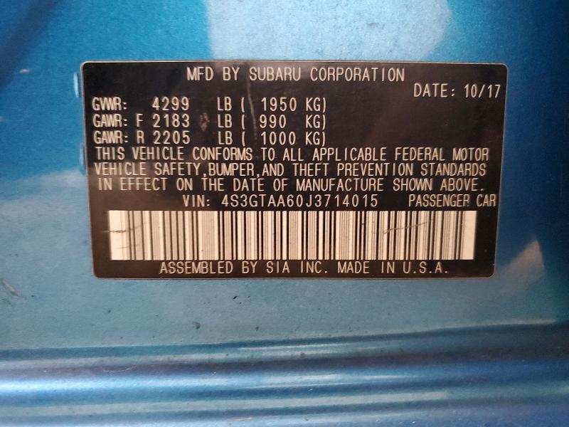 Продаж на аукціоні авто 2018 Subaru Impreza, vin: 4S3GTAA60J3714015, номер лоту: 63495316