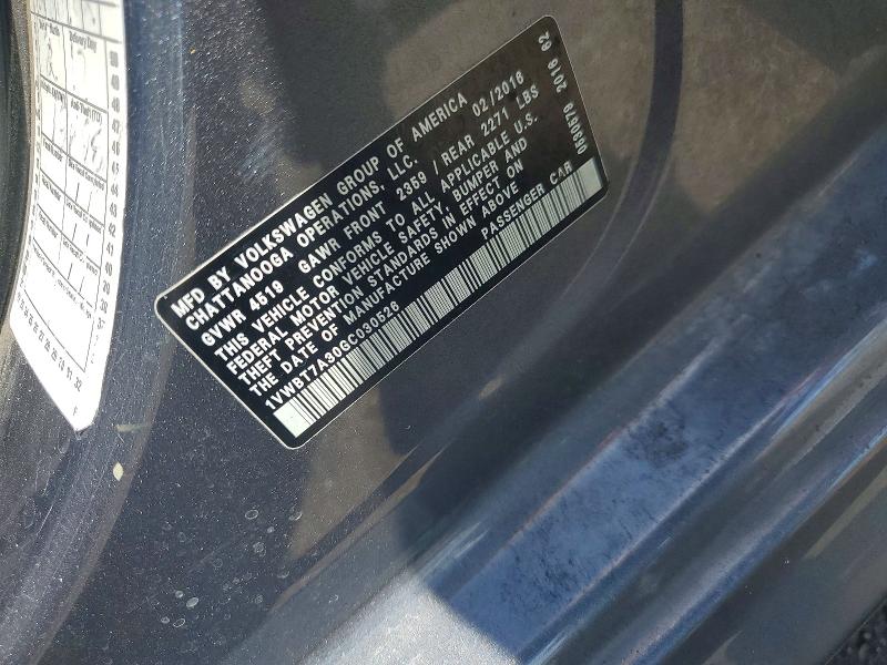 Aukcja sprzedaży 2016 Volkswagen Passat, vin: 1VWBT7A30GC030526, numer aukcji: 67401236