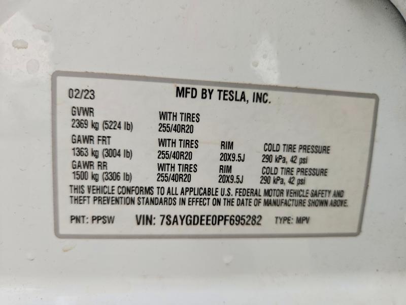 Aukcja sprzedaży 2023 Tesla Model Y, vin: 7SAYGDEE0PF695282, numer aukcji: 63422316