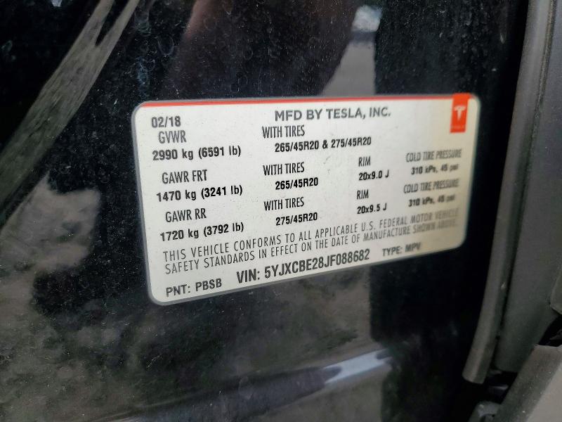 Aukcja sprzedaży 2018 Tesla Model X, vin: 5YJXCBE28JF088682, numer aukcji: 63750546