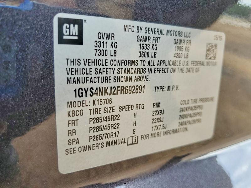 Aukcja sprzedaży 2015 Cadillac Escalade, vin: 1GYS4NKJ2FR692891, numer aukcji: 65845156