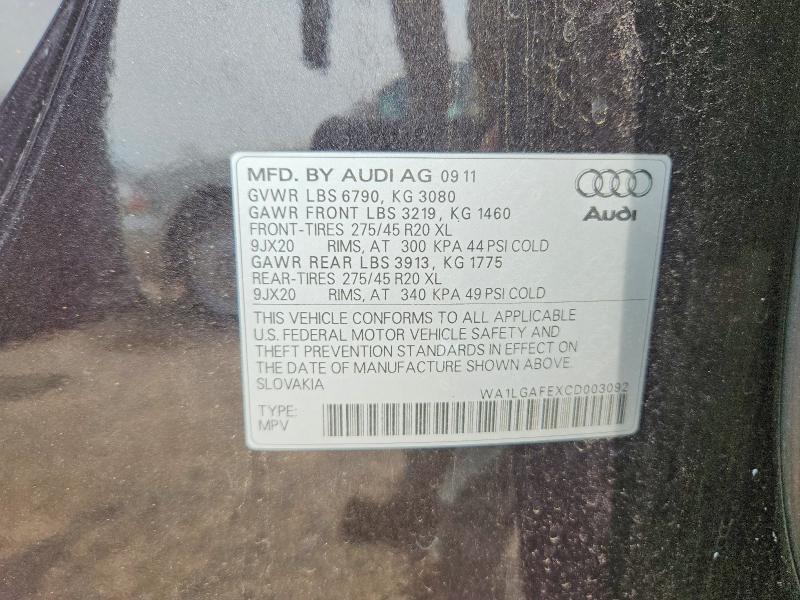 Продажа на аукционе авто 2012 Audi Q7, vin: WA1LGAFEXCD003092, номер лота: 64661086