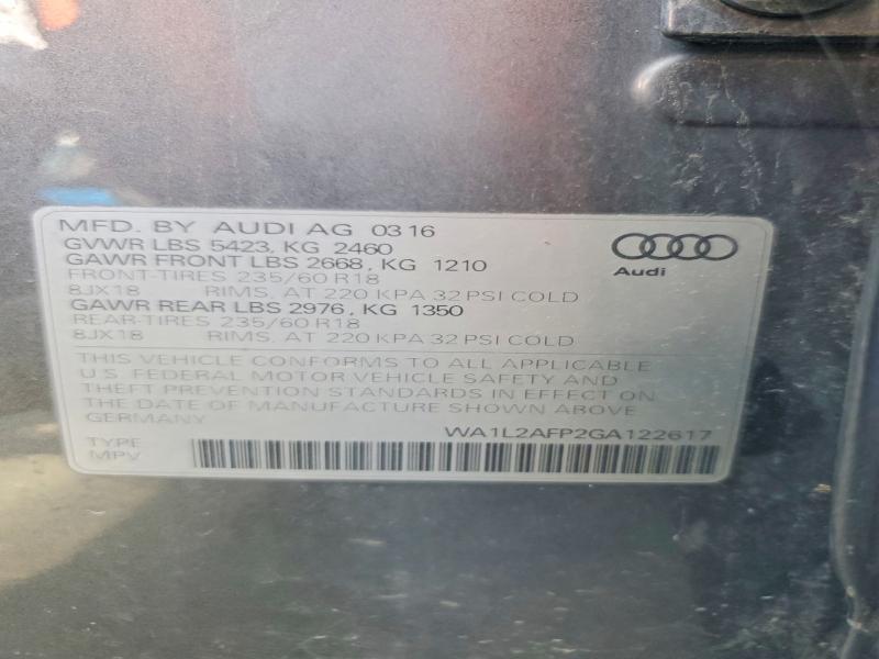 64974676 :رقم المزاد ، WA1L2AFP2GA122617 vin ، 2016 Audi Q5 مزاد بيع