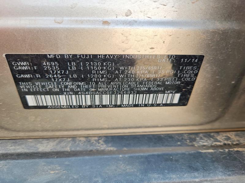 63528986 :رقم المزاد ، 4S4BSACC0F3266832 vin ، 2015 Subaru Outback مزاد بيع