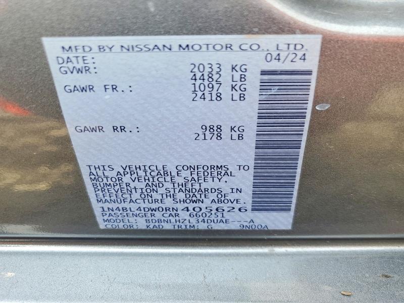 Продажа на аукционе авто 2024 Nissan Altima, vin: 1N4BL4DW0RN405626, номер лота: 64374416