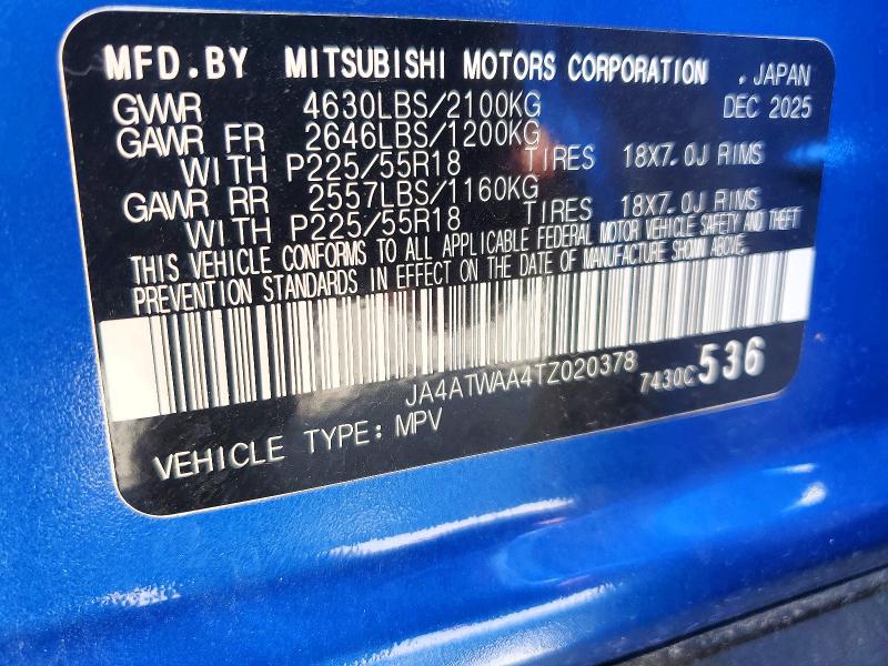 63834186 :رقم المزاد ، JA4ATWAA4TZ020378 vin ، 2026 Mitsubishi Eclipse Cross مزاد بيع