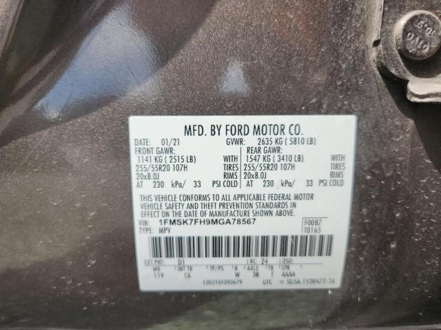 2021 Ford Explorer მანქანა იყიდება აუქციონზე, vin: 1FMSK7FH9MGA78567, აუქციონის ნომერი: 64063806
