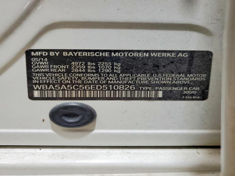 2014 Bmw 528 მანქანა იყიდება აუქციონზე, vin: WBA5A5C56ED510826, აუქციონის ნომერი: 64657316