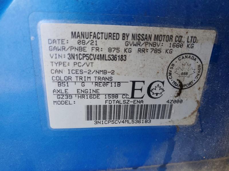 67135696 :رقم المزاد ، 3N1CP5CV4ML536183 vin ، 2021 Nissan Kicks مزاد بيع