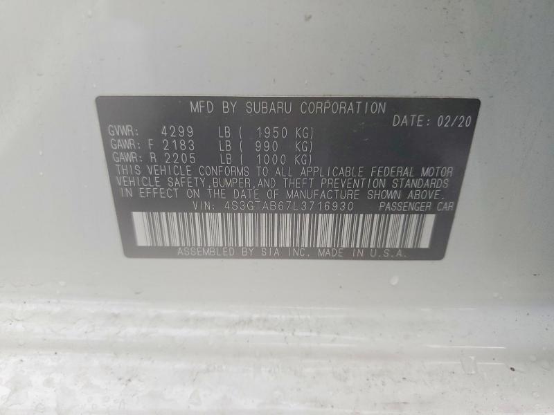 Продажа на аукционе авто 2020 Subaru Impreza, vin: 4S3GTAB67L3716930, номер лота: 66026266