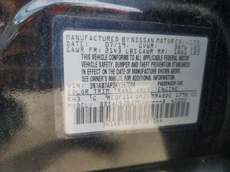 Aukcja sprzedaży 2019 Nissan Sentra, vin: 3N1AB7AP3KY387044, numer aukcji: 66536076
