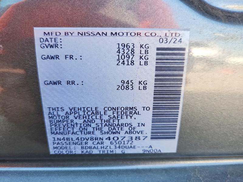 Auction sale of the 2024 Nissan Altima, vin: 1N4BL4DV8RN407387, lot number: 65554426