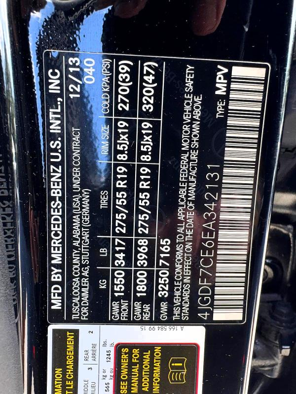 66566226 :رقم المزاد ، 4JGDF7CE6EA342131 vin ، 2014 Mercedes-benz Gl مزاد بيع