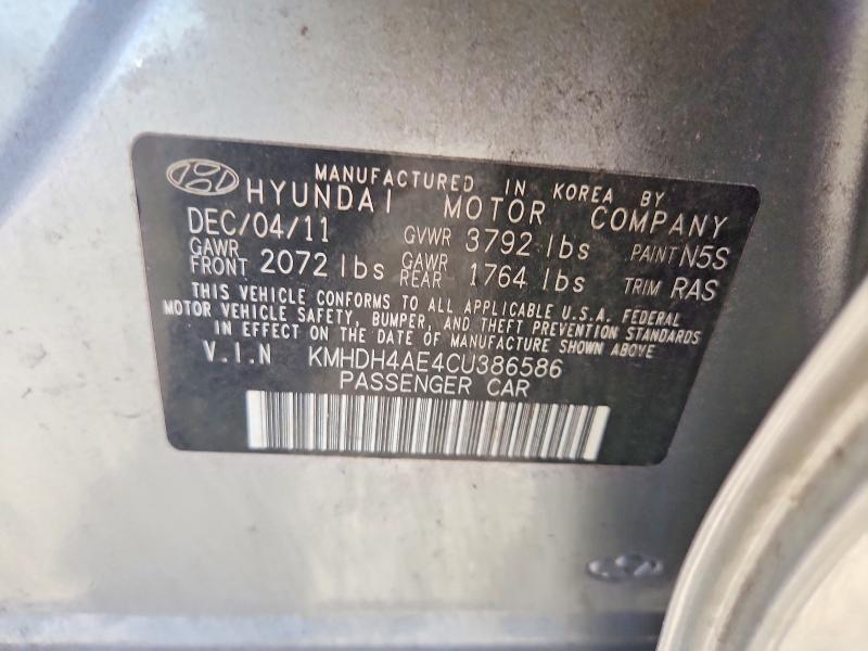 64794036 :رقم المزاد ، KMHDH4AE4CU386586 vin ، 2012 Hyundai Elantra مزاد بيع