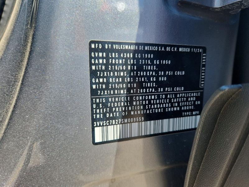 63722626 :رقم المزاد ، 3VVSC7B27SM009559 vin ، 2025 Volkswagen Taos مزاد بيع