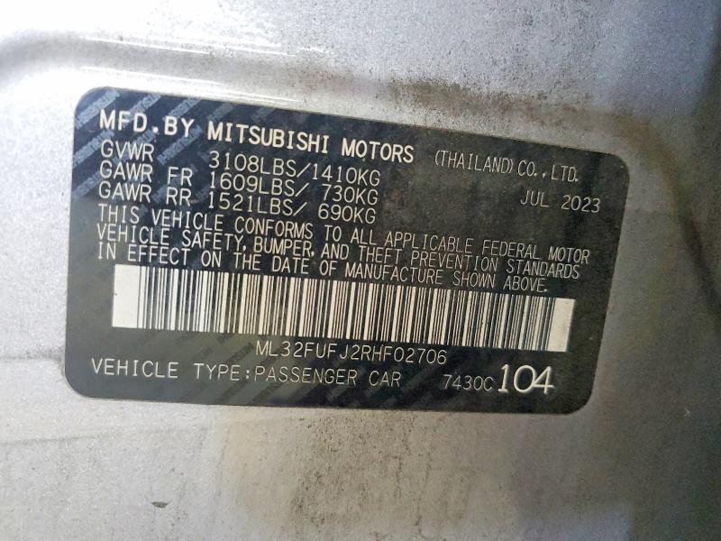 Продажа на аукционе авто 2024 Mitsubishi Mirage, vin: ML32FUFJ2RHF02706, номер лота: 63377846