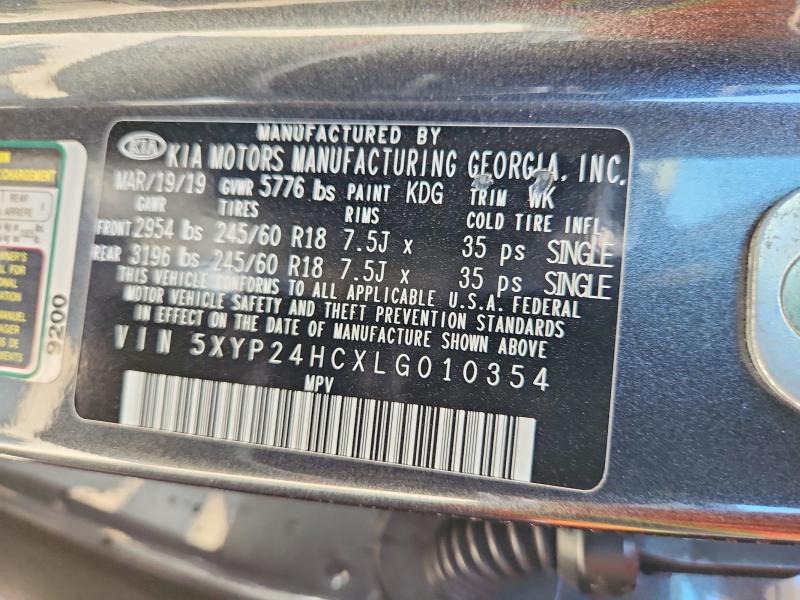 2020 Kia Telluride მანქანა იყიდება აუქციონზე, vin: 5XYP24HCXLG010354, აუქციონის ნომერი: 63986496